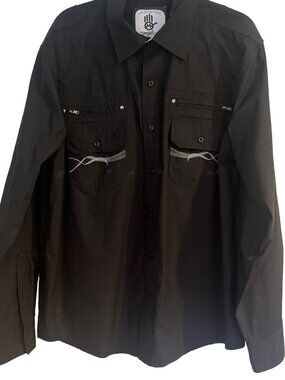 MISKEEN ORIGINALS Men’s Black Long Sleeve Button Up Sz 2XL